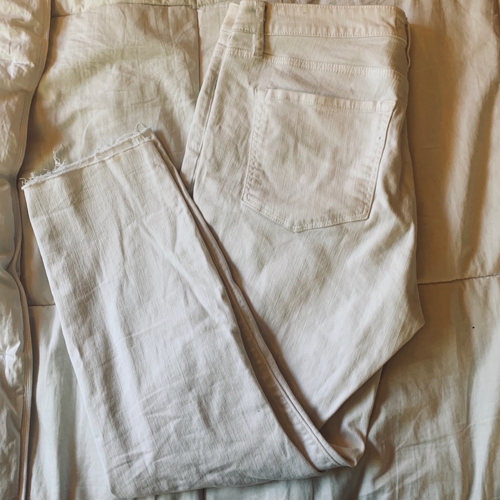 White ripped Curvy Skinny Loft jeans